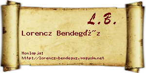 Lorencz Bendegúz névjegykártya